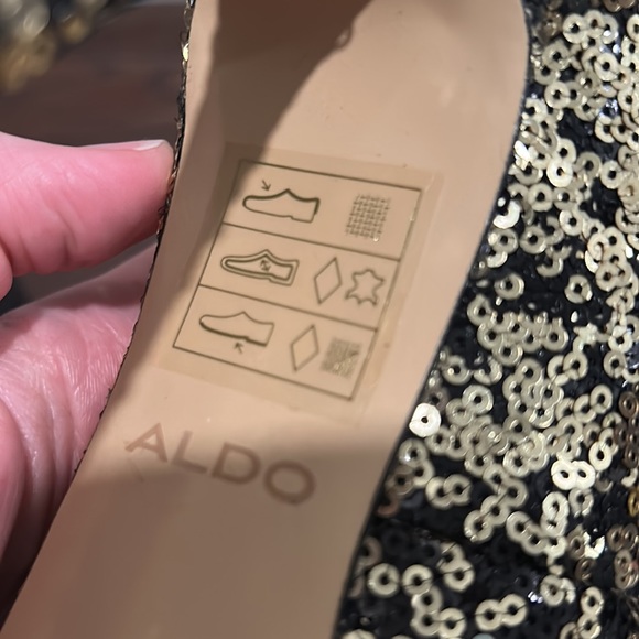 ALDO Black Gold Sequins Heels Pumps Size 7.5 - Picture 15 of 15